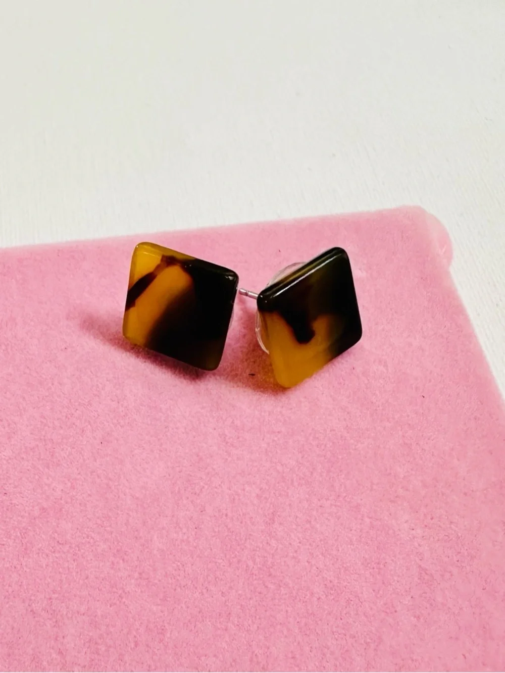 Tortoiseshell Square Stud Earrings
